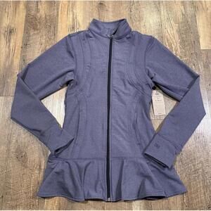 NWT Albion Purple Athletic Zip Up Ruffle Jacket SMALL